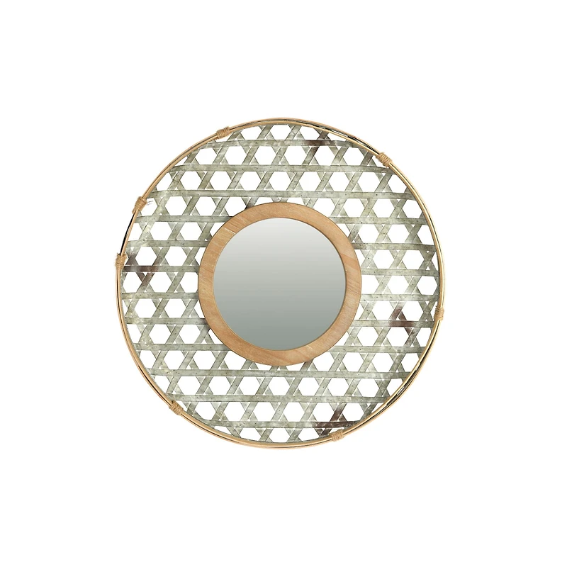 Hello Honey® 23" Silver Metal & Wood Wall Mirror