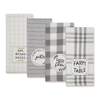 Gray Farm To Table Embellished Dishtowel (Set of 4)