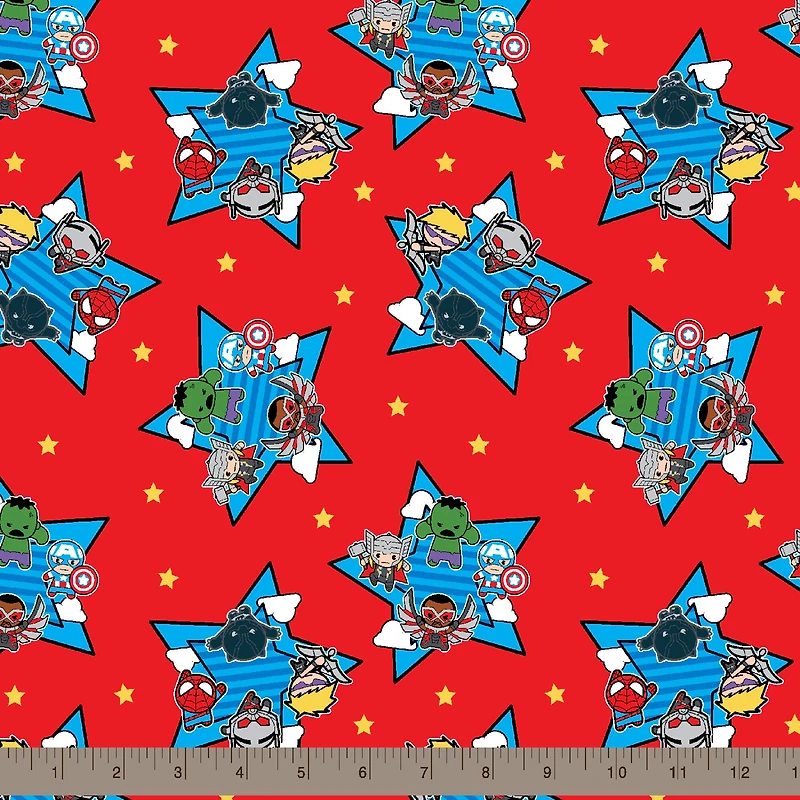 Marvel Kawaii Red Superheroes Cotton Fabric