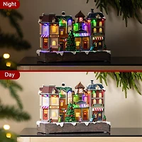 Glitzhome® 13.75" Lighted Christmas Train station Resin Village with Movement and Music