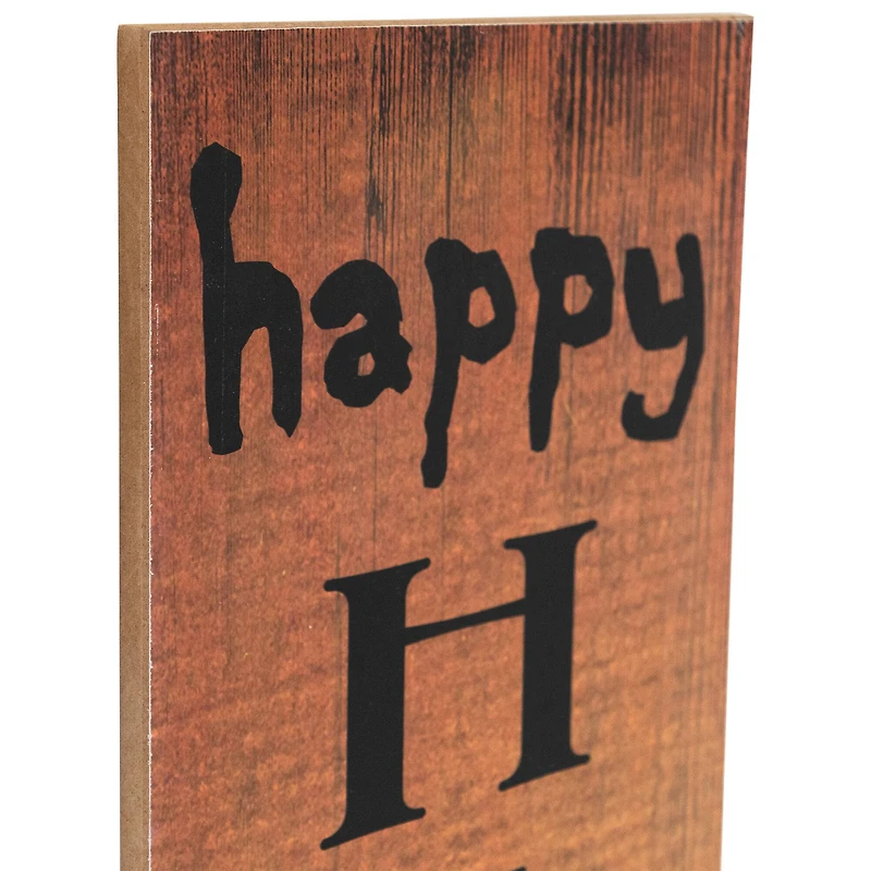 36" Orange Wood Happy Halloween with Spider Wall Sign