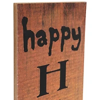 36" Orange Wood Happy Halloween with Spider Wall Sign
