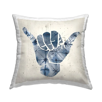 Stupell Industries Abstract Shaka Sign Hand Gesture Blue Geometric Pattern Throw Pillow 18" x 18"