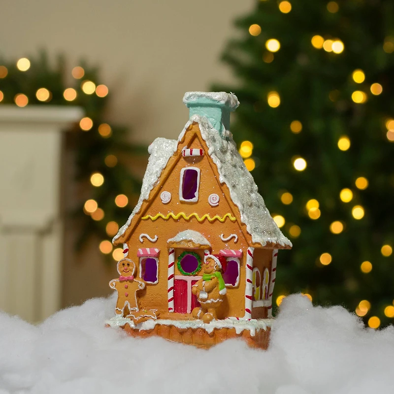 8.5" LED Lighted Gingerbread House Christmas Figure