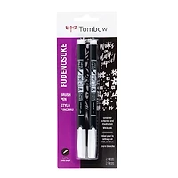 Tombow Fudenosuke White Calligraphy Brush Pens, 2ct.