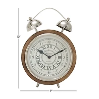 The Novogratz 10" Brown Mango Wood & Aluminum Clock
