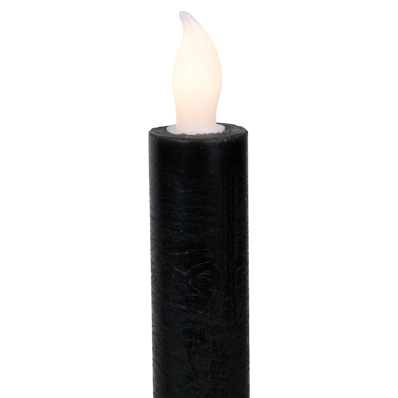 9.5" Solid Black LED Flickering Flameless Halloween Taper Candles, 4ct.