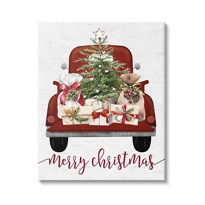 Stupell Industries Merry Christmas Holiday Presents Canvas Wall Art