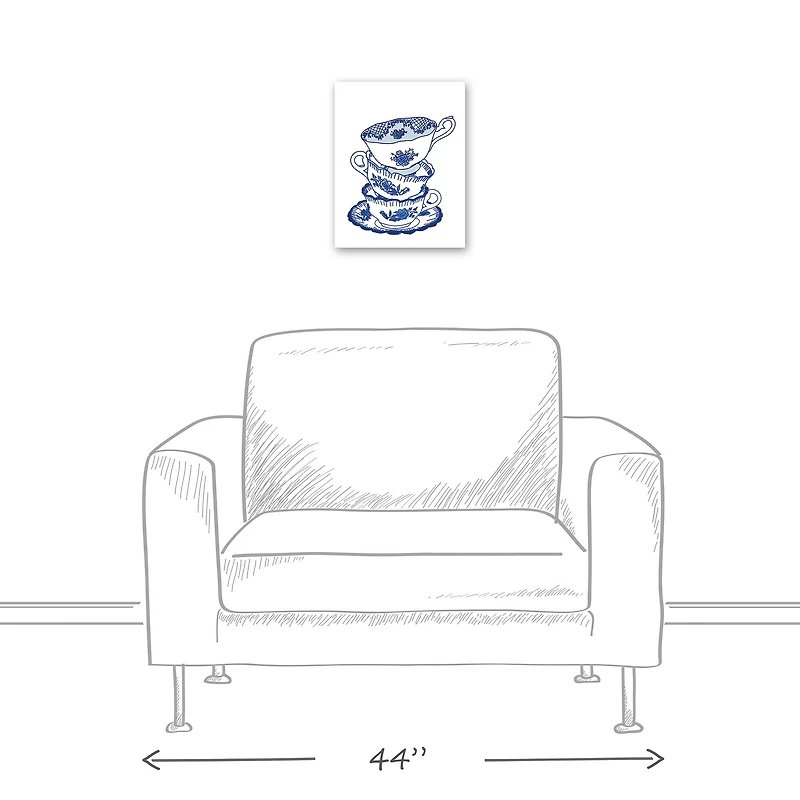 Tea Cups Stacked 11" x 14" Canvas Wall Art