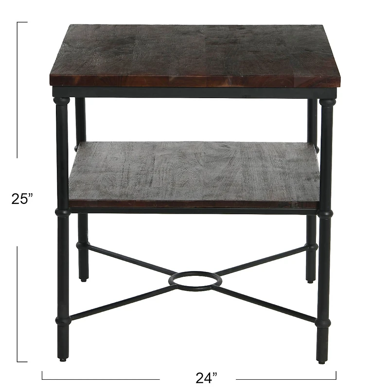 Hello Honey® 24" Saratoga Rustic Wood & Metal End Table