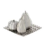 Silver Ceramic Glam Fruit Sculpture Set