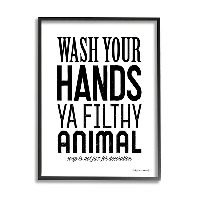 Stupell Industries Wash Your Hands Ya Filthy Animal Funny Bathroom Framed Wall Art