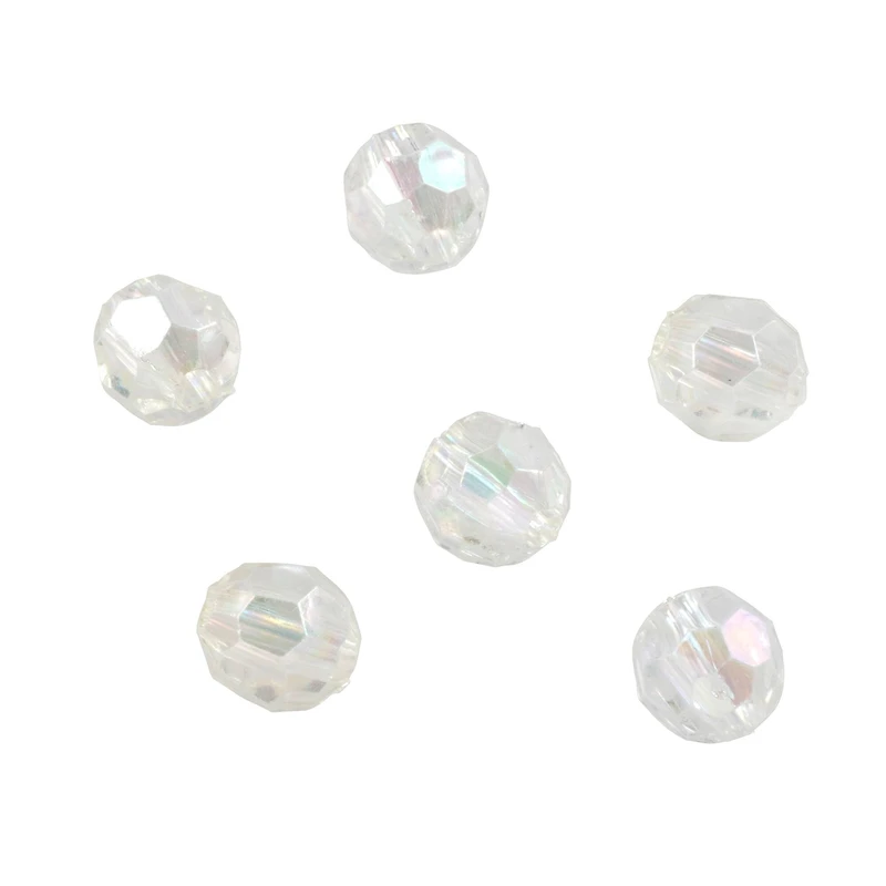 Clear Aurora Borealis Faceted Acrylic Round Craft Beads by Bead Landing™, 8mm