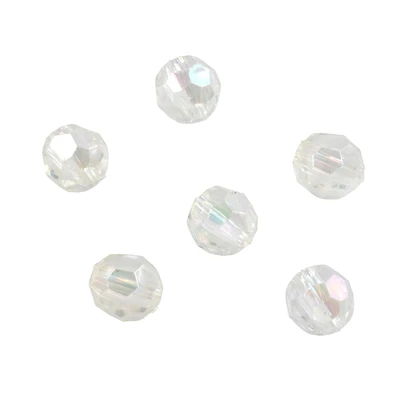 Clear Aurora Borealis Faceted Acrylic Round Craft Beads by Bead Landing™, 8mm