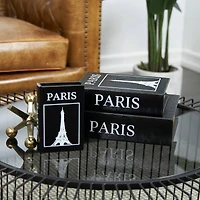 Black Eiffel Tower Paris Storage Book Box Set