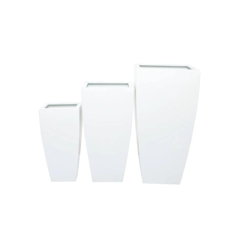 White Modern Planter, Set of 3" 30", 25", 20"