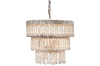 Hello Honey® 20.5" Antique White 3-Tier Wood Bead Chandelier