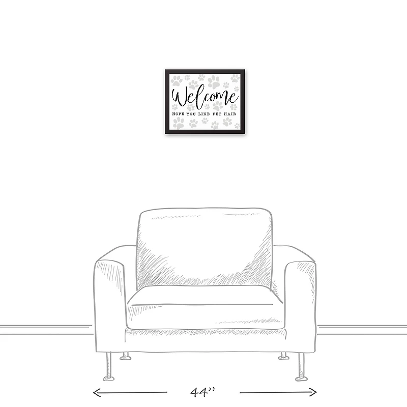 Pet Hair Welcome 14" x 11" Black Framed Canvas