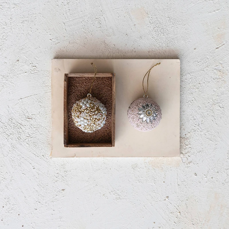 Hello Honey® 2 Pack 3" Beaded Ball Plastic Ornaments