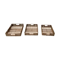Hello Honey® Hand-Woven Decorative Bamboo & Jute Tray Set