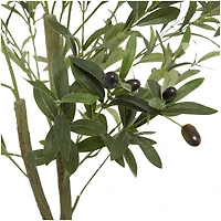 59" Green Plastic Olive Artificial Tree With Black Melamine Pot