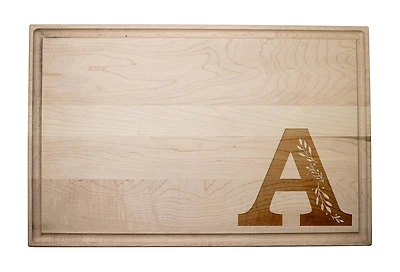 17" Floral Monogram Maple Cutting Board