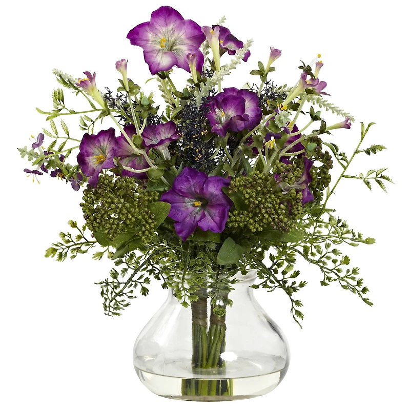 15" Mixed Morning Glory Arrangement with Vase