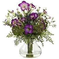 15" Mixed Morning Glory Arrangement with Vase