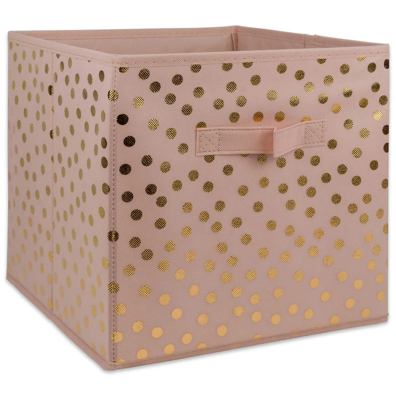 DII® 11" Millennial Pink & Gold Dots Non-Woven Fabric Cubes, 2ct.