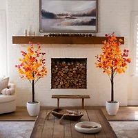 6ft. Pre-Lit Bright Autumn Eucalyptus Artificial Fall Tree with 420 Warm White LED Lights