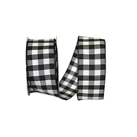 JAM Paper 1.5" x 10yd. Wired Black Gingham Checks Ribbon