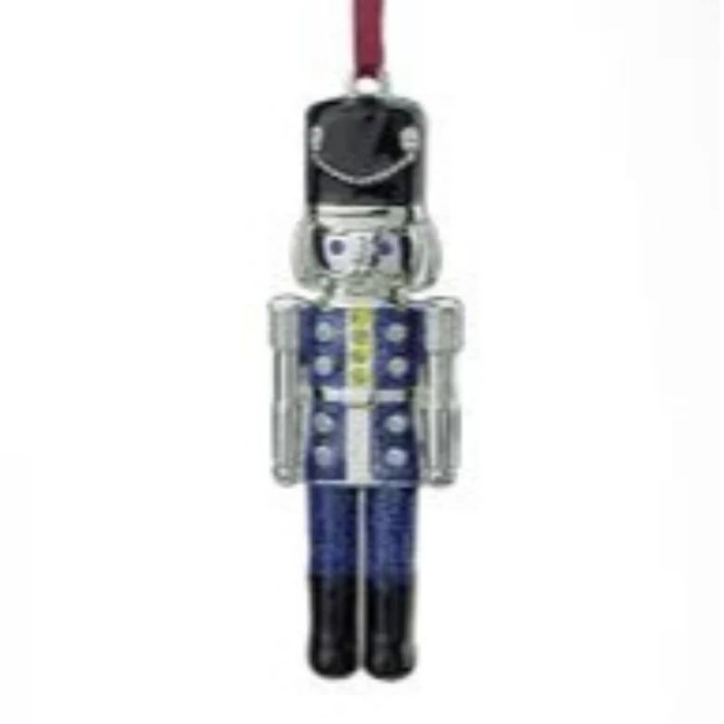 3.75" Shiny Silver And Blue Nutcracker Crystal Embellished Ornament