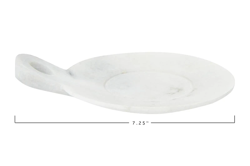 Hello Honey® 7.5" White Marble Dish with Handle
