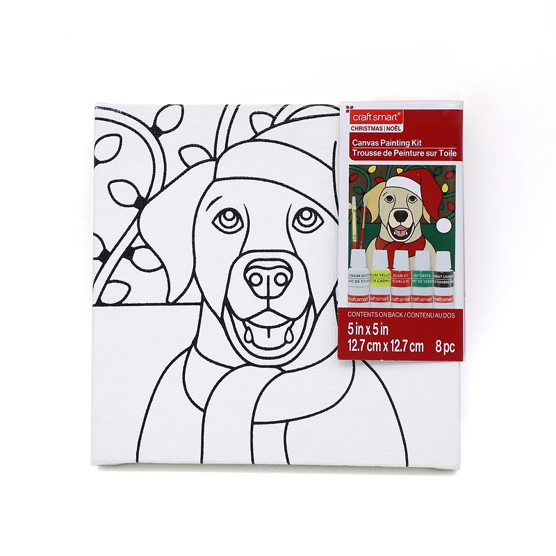 5" x 5" Christmas Puppy Canvas Painting Kit by Artist's Loft™
