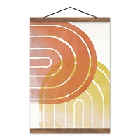 Gold Orange Rainbows 12" x 16" Teak Hanging Canvas