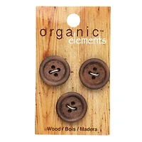 Organic Elements 13/16" Brown Wood Buttons, 3ct.