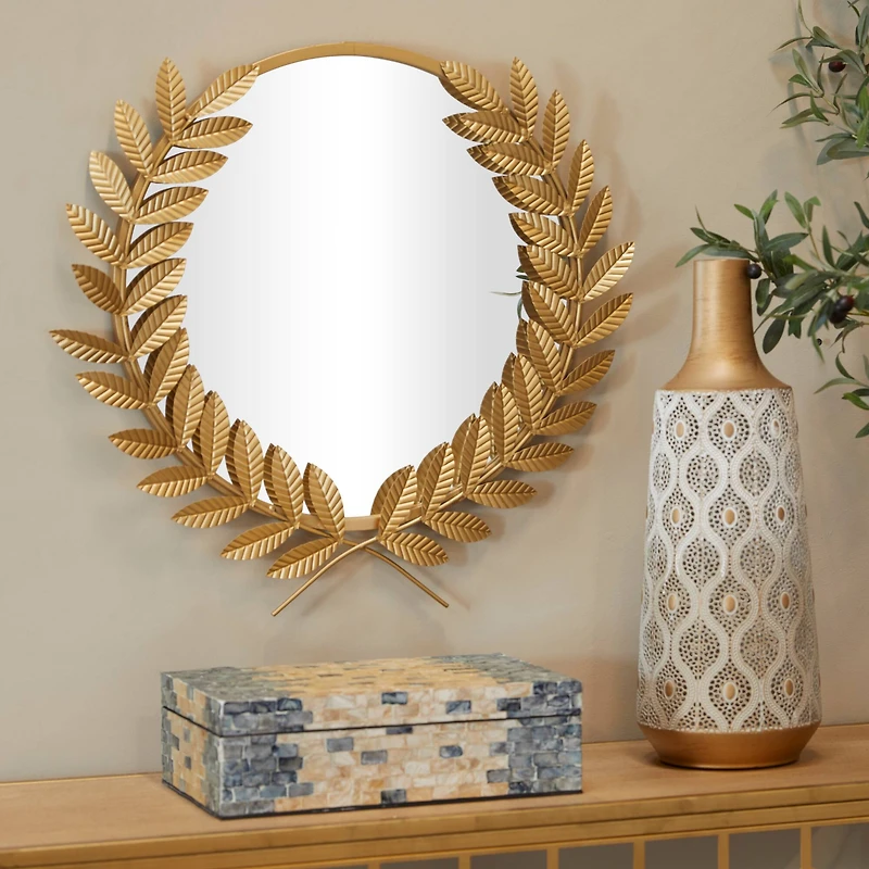 CosmoLiving by Cosmopolitan Gold Metal Leaf Wall Mirror 23" x 2" x 23"