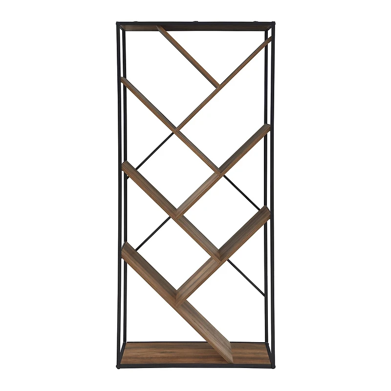 Walker Edison 68" Reclaimed Barnwood V Bookshelf