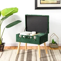 Glitzhome® Velvet Upholstered Storage Stool