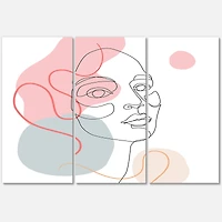 Designart - One Line Drawing of Young Woman In Pastel Tones