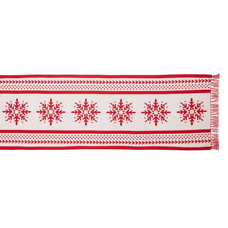 DII® 72" Nordic Snowflake Stripe Jacquard Table Runner