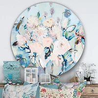 Designart - Abstract Pink Flowers Farmhouse Waterpainting