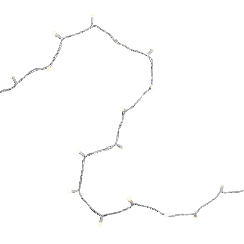 50ct. Warm White LED G12 Berry Mini Christmas String Lights with White Wire