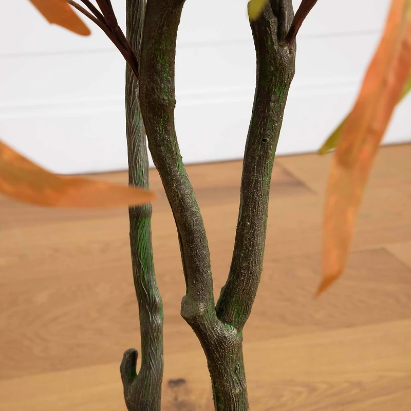 5ft. Green & Orange Autumn Wispy Eucalyptus Artificial Potted Tree