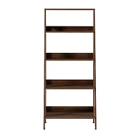 Walker Edison 55" Walnut Modern Ladder Bookshelf