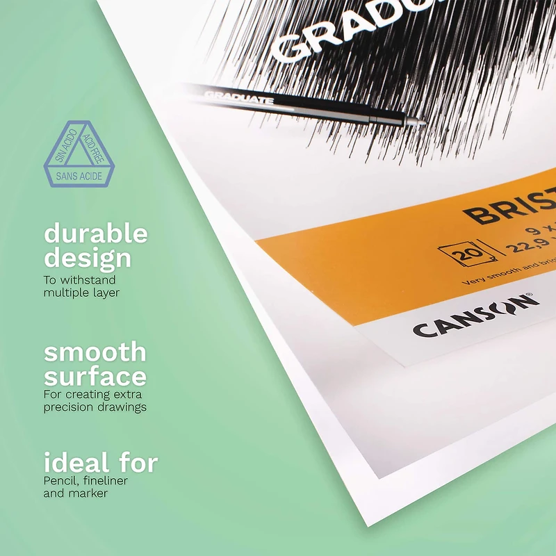 Canson® Graduate Foldover Bristol Pad, 9" x 12"