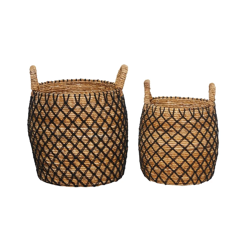 Brown Banana Leaf Coastal Storage Basket Set