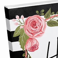 Hello Floral & Stripes Canvas Art