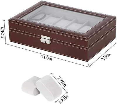 Pecan Brown Dozen Leather Watch Box
