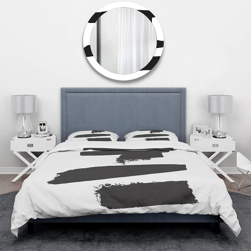 Designart 'Black and White Geometric Company I' Geometric Bedding Set